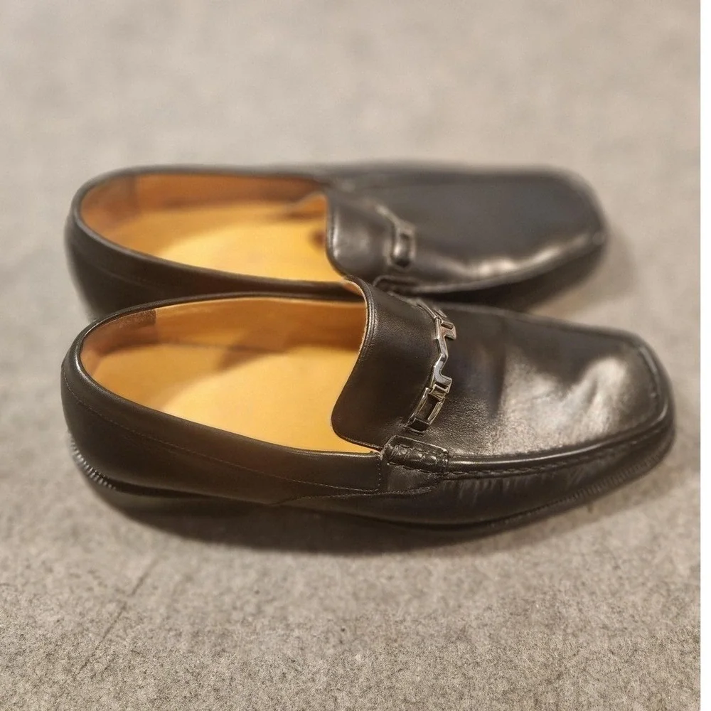 Bruno Magli Shoes Mens Size 11 Leather Blaine Black Slip On Dress Bit Loafers